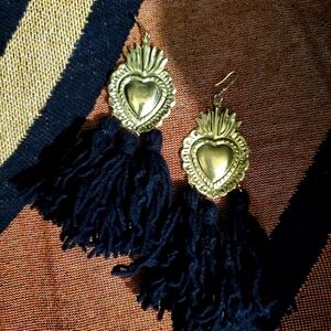 Statement earrings Organic super lightweight handmade laton & wool